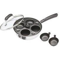 Kitchencraft Carbon Steel Non Stick Induction Safe 4-Cup Egg Poacher, 21 Cm