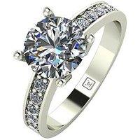 Moissanite Lady Lynsey 9Ct Gold 2.25Ct Total Round Brilliant Moissanite Solitaire Ring With Stone Se