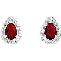 The Love Collection Sterling Silver Red And White Cubic Zirconia Peardrop Stud Earrings