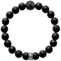 Thomas Sabo Sterling Silver Obsidian Semi Precious Stretch Bracelet