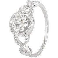The Love Silver Collection Sterling Silver Cubic Zirconia Cluster Ornate Ring