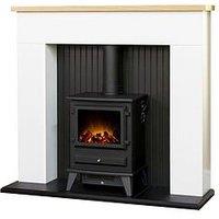 Adam Fires & Fireplaces Innsbruck White Electric Fireplace Suite With Stove