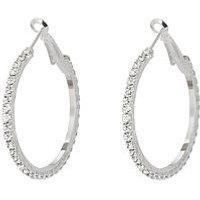 The Love Silver Collection Silver Tone DiamantÉ 35Mm Hoops
