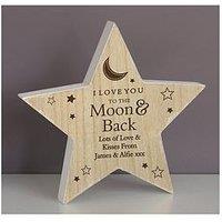 The Personalised Memento Company Personalised Moon & Back Wooden Star