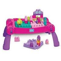 Mega First Builders Pink Build 'N Learn Table And Construction Bricks