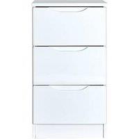 One Call Monaco Ready Assembled High Gloss 3 Drawer Bedside