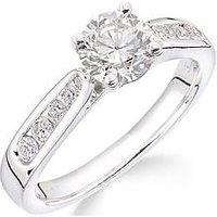 Love Diamond 18Ct White Gold Claw Set 70 Point Diamond Ring With Diamond Set Shoulders
