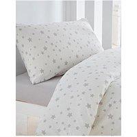 Silentnight Safe Nights 100% Cotton Cot Bed Duvet Cover Set - Grey Stars