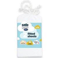Silentnight Safe Nights 2 X Pack 100% Cotton Crib Fitted Sheets - 90Cm X 40Cm - White