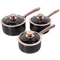 Tower Linear Rose Gold 3-Piece Saucepan Set In Black