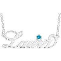 The Love Collection Sterling Silver Personalised Birthstone Necklace