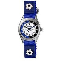 Tikkers Velcro Strap Football Kids Watch - Blue