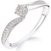 Love Diamond 9Ct White Gold 15 Point Diamond Cluster Tapered Shoulder Ring