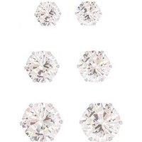 The Love Collection Sterling Silver Set Of 3Mm, 4Mm And 5Mm Cubic Zirconia Studs