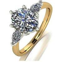 Moissanite 9Ct Gold 2.5Ct Eq Total Oval And Pear Shaped Trilogy Ring