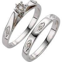Love Diamond 9Ct White Gold 5 Point Diamond Bridal Set
