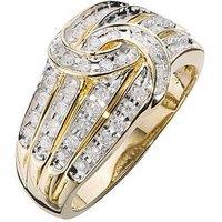 Love Diamond 9 Carat Yellow Gold 50 Point Diamond Four Row Knot Ring