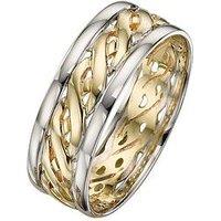 The Love Collection 9 Carat 2 Colour Gold Celtic Wedding Band 7Mm