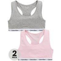 Calvin Klein Girls 2 Pack Bralettes - Grey/Pink