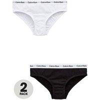 Calvin Klein Girls 2 Pack Bikini Briefs - White/Black