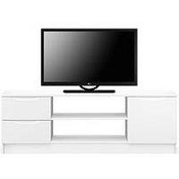 One Call Bilbao Ready Assembled High Gloss Large Tv Unit - White - Fits Up To 65 Inch Tv