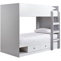 Very Home Peyton Storage Bunk Bed With Mattress Options (Buy And Save!) - White/Grey - Bunk Bed With Premium Mattress