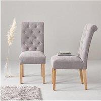 Very Home Pair Of Fabric Scroll Back Dining Chairs - Grey - Fsc Certified