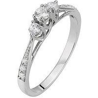 Love Diamond 9Ct White Gold 23 Point Three-Stone Diamond Ring With Heart Detail