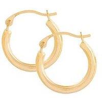 Love Gold 9Ct Gold 15Mm Round 2Mm Gauge Creole Hoop Earrings