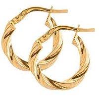 The Love Collection 9Ct Gold 15Mm Round Twisted Hoop Earrings