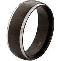 Stainless Steel & Black Ion Mens Ring