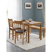 Julian Bowen Coxmoor 118 Cm Solid Oak Dining Table + 2 Chairs + Bench