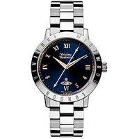 Vivienne Westwood Bloomsbury Blue And Rose Gold Detail Date Dial Stainless Steel Bracelet Ladies Watch