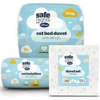 Silentnight Safe Nights Bedding Bundle (Pillow, 4 Tog Duvet & Duvet Cover Set) Cot Bed, Star Print