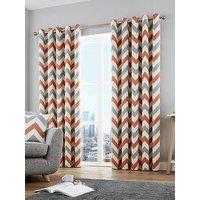 Fusion Chevron 100% Cotton Lined Eyelet Curtains