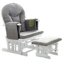 Obaby Recliner Nursery Chair & Stool - White/Grey