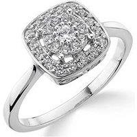 Love Diamond 9Ct White Gold 20 Point Diamond Square Set Cluster Ring