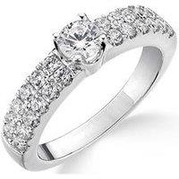 Love Diamond 9Ct White Gold 1Ct Two-Row Diamond Solitaire Ring With Set Shoulders
