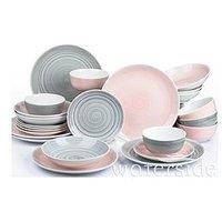 Waterside Pink And Grey Spin Wash Dinner Service - 24-Piece Set