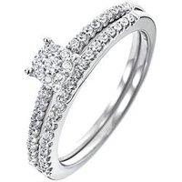 Love Diamond 9Ct White Gold 24 Point Diamond Cluster Bridal Set