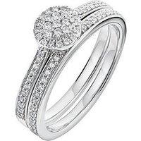 Love Diamond 9Ct White Gold 29 Point Diamond Cluster Bridal Set