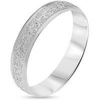 The Love Collection 9Ct White Gold Diamond Cut Sparkle 4Mm D Shape Wedding Band