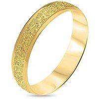 The Love Collection 9Ct Gold Diamond Cut Sparkle 4Mm D Shape Wedding Band