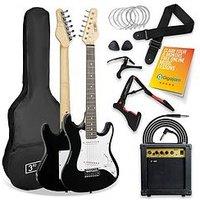 3Rd Avenue 3/4 Size Electric Guitar Ultimate Kit With Amp - 6 Months Free Lessons - Black