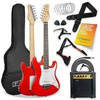 3Rd Avenue 3/4 Size Electric Guitar Ultimate Kit With Amp - 6 Months Free Lessons - Red
