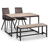 Julian Bowen Tribeca 120 Cm Dining Table + 2 Monroe Chairs + Bench