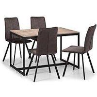 Julian Bowen Tribeca 120 Cm Dining Table + 4 Monroe Chairs - Walnut