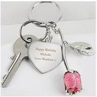 The Personalised Memento Company Personalised Pink Rose Keyring