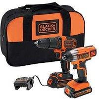 Black & Decker 18V Hammer Drill And Impact Driver Twin Kit Bck25S2S-Gb