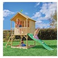 Tp Hill Top Wooden Tower Playhouse With Slide